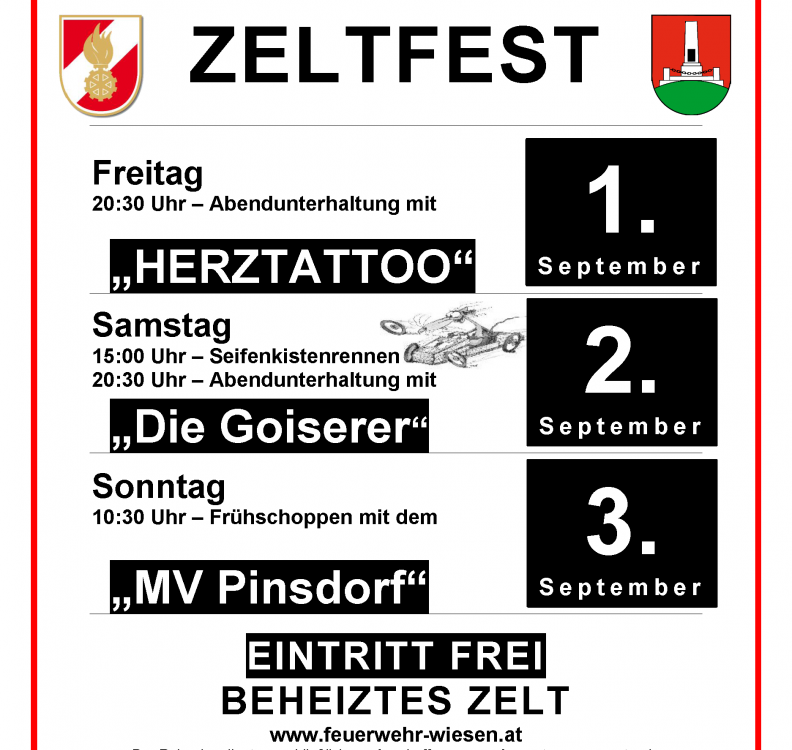 Plakat Zeltfest FF Wiesen 2017