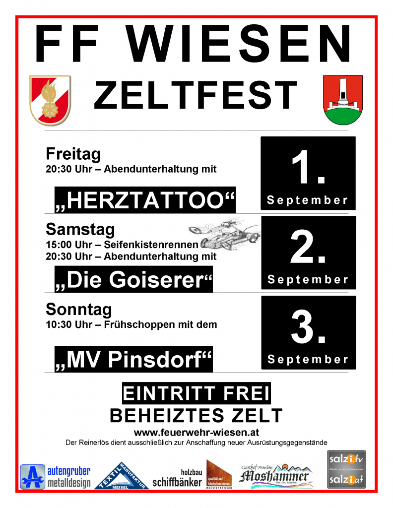 Plakat Zeltfest FF Wiesen 2017
